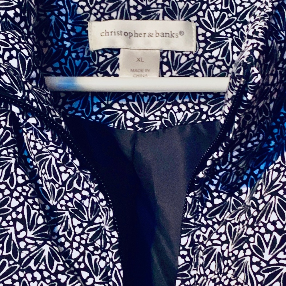Christopher Banks Zip Front Dark Blue Vest XL